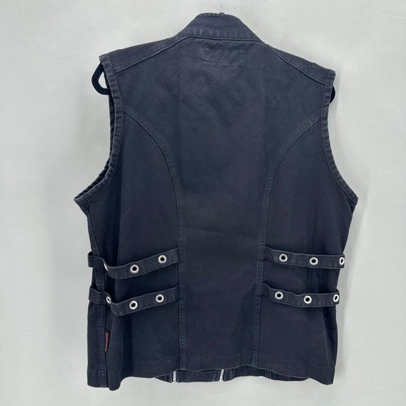 Vintage Tripp NYC Mens Biker Vest Black Zipper Metal Studded D-Ring Size L Punk - Picture 8 of 12